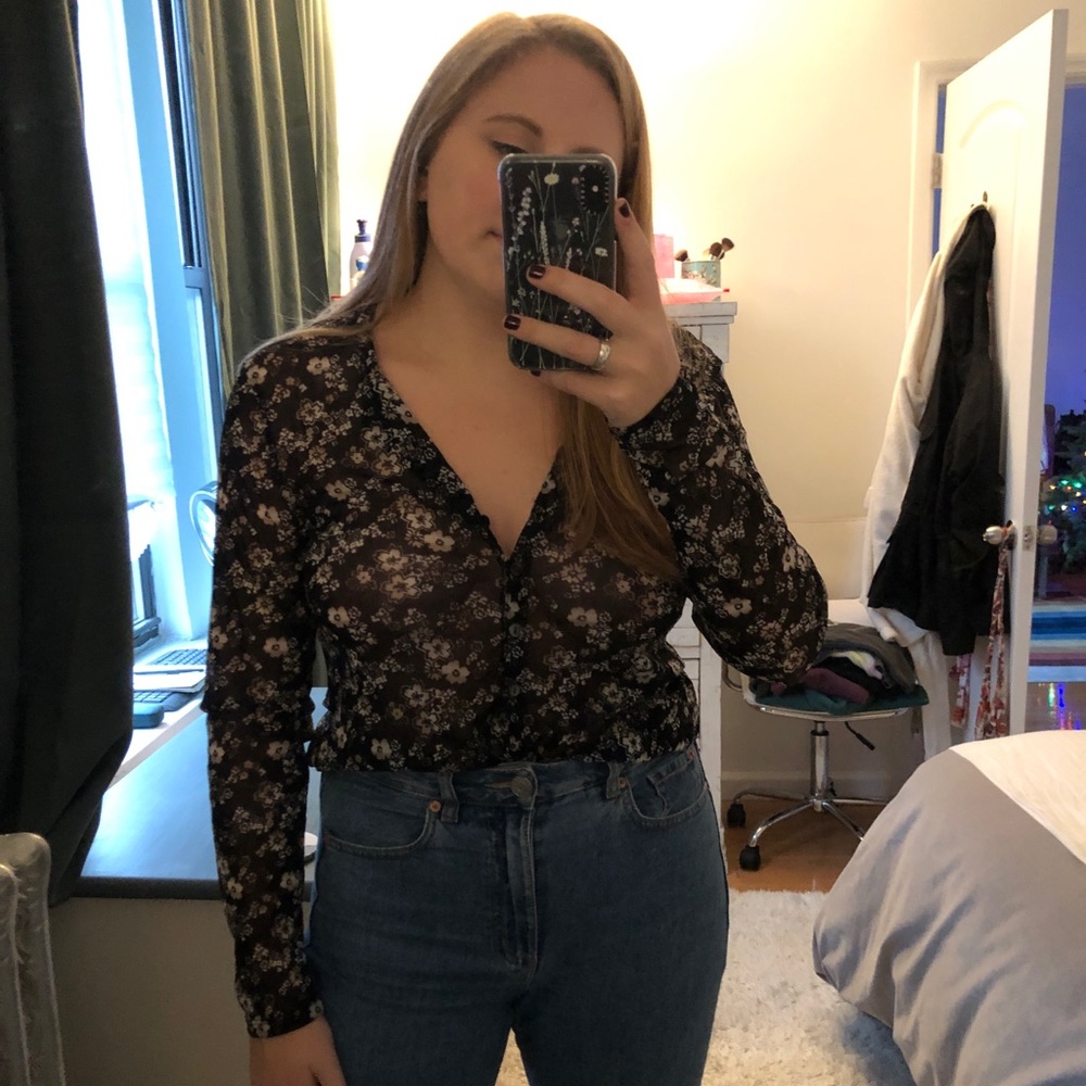 Sheer Patterned Button Up - image 2